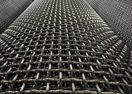 Pre-crimped stainless steel wire mesh screen dengan bukaan persegi untuk aplikasi industri dan arsitektur tugas berat